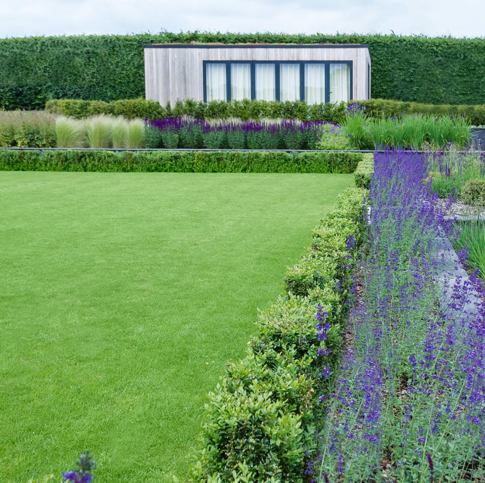 Large Contemporary Rural Garden | Croquet Lawn and Garden Studio - Copyright martingardner.com | Interior Designers